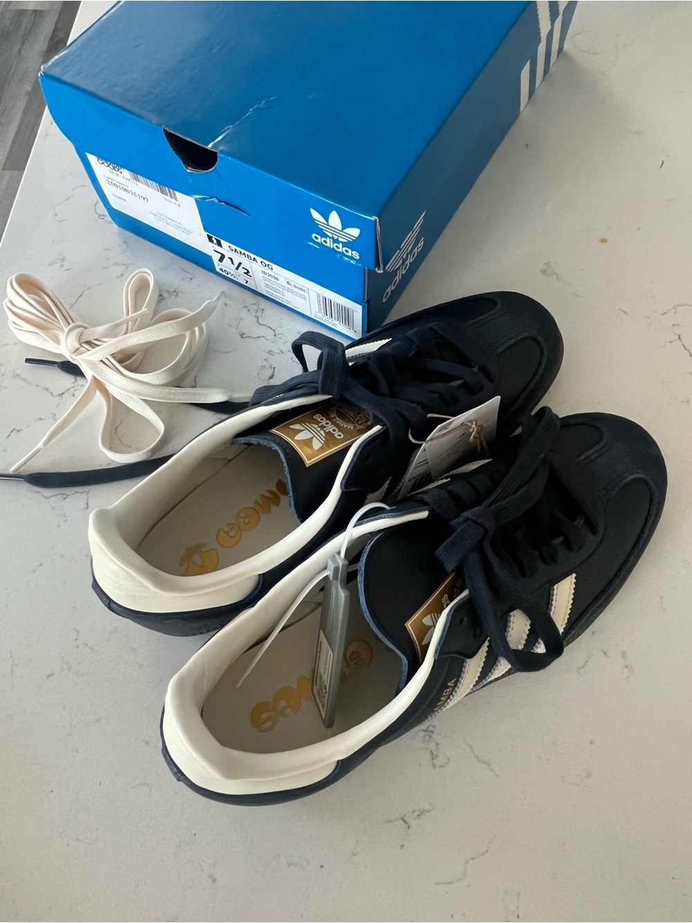 adidas Women’s Navy and Cream Samba OG Sneakers